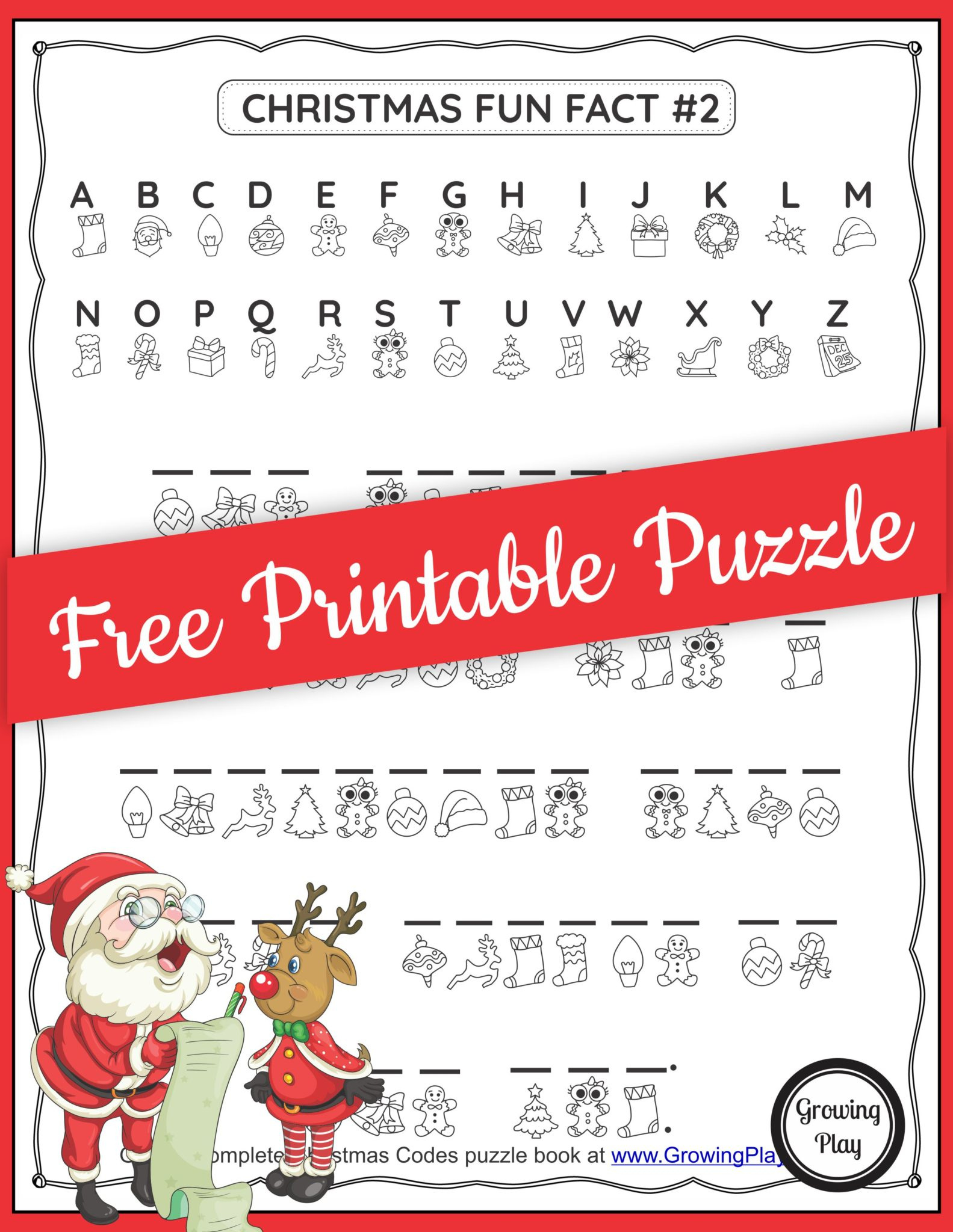 Christmas Secret Code Worksheet - Free Printable - Growing Play inside Christmas Alphabet Code