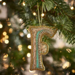 Fortnum'S Eau De Nil Embroidered Alphabet Christmas Decoration, F Regarding Alphabet Letter Christmas Tree Ornaments