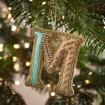 Fortnum'S Eau De Nil Embroidered Alphabet Christmas Decoration, M In Alphabet Letter Christmas Decorations