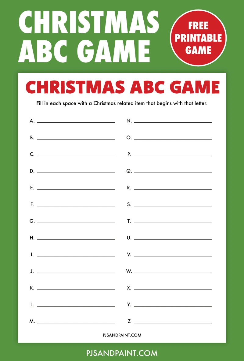 Free Printable Christmas Abc Game - Pjs And Paint for Christmas Alphabet Game Answers