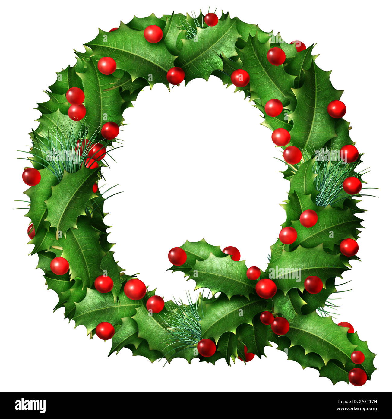 Holiday Font Letter Q As A Festive Winter Season Decorated Garland inside Christmas Alphabet Letter Q