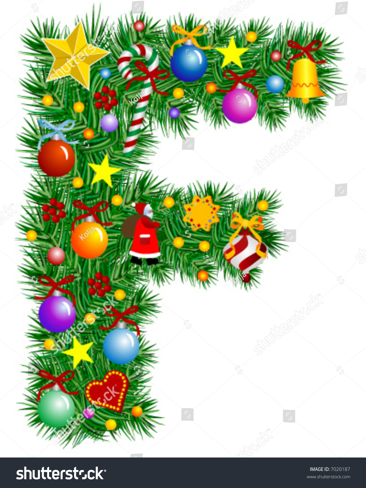 Letter F Christmas Tree Decoration Alphabet Stock Vector (Royalty inside Christmas Alphabet Letter F