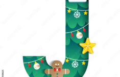 Letter J Alphabet Font Cute Merry Christmas Concept Gingerbread for Christmas Alphabet Letter J
