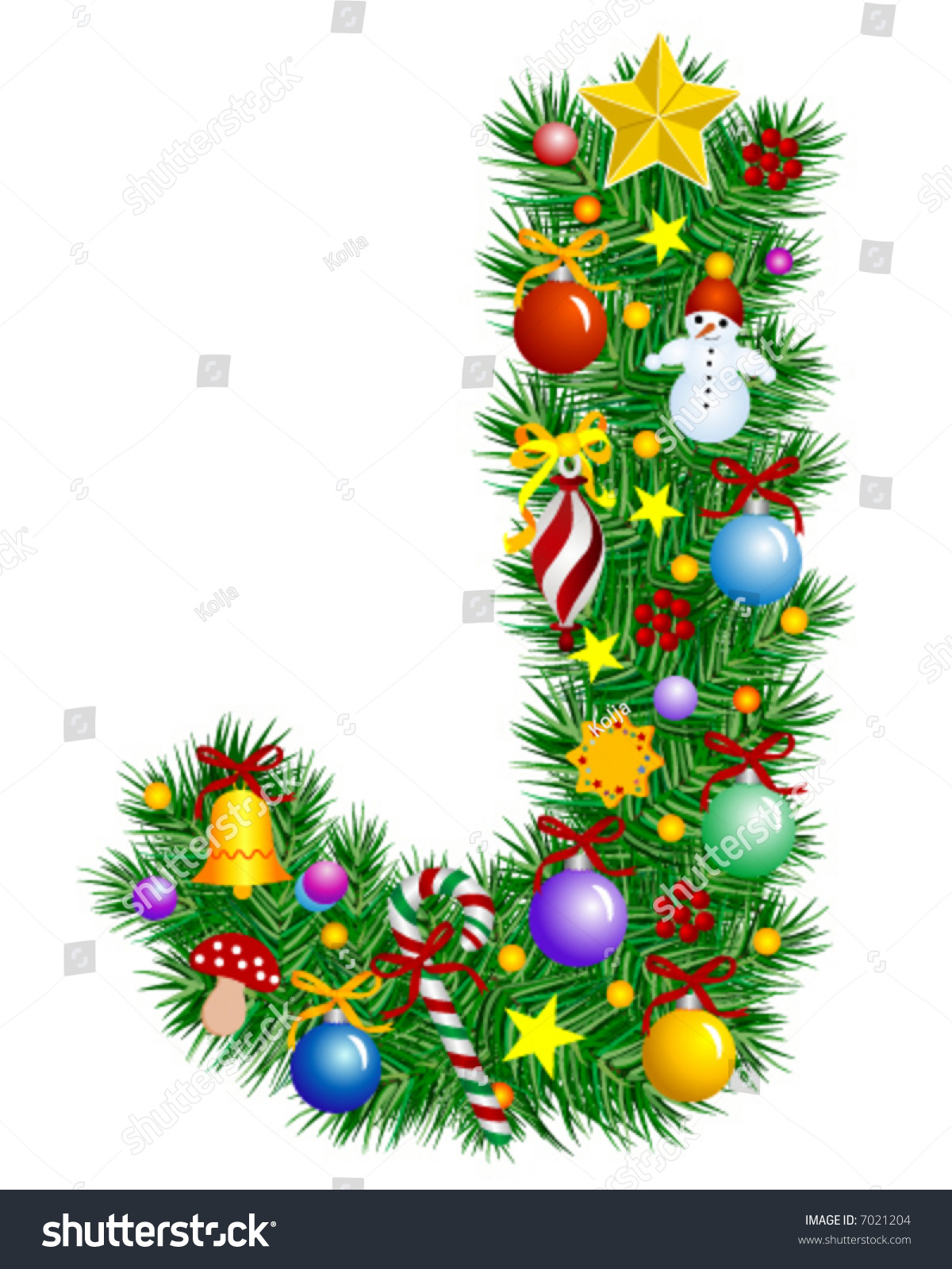 Letter J Christmas Tree Decoration Alphabet Stock Vector (Royalty with regard to Christmas Alphabet Letter J