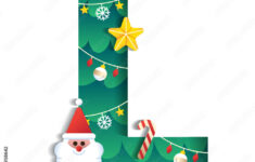Letter L Alphabet Font Cute Merry Christmas Concept Star Candy pertaining to Christmas Alphabet Letter L