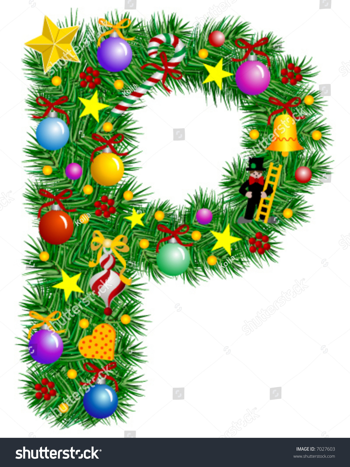 Letter P Christmas Tree Decoration Part Stock Vector (Royalty Free inside Christmas Alphabet Letter P