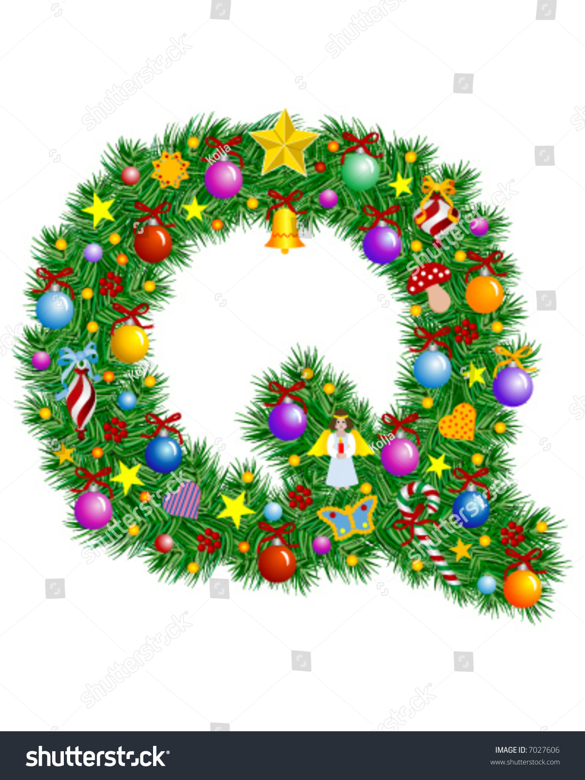 Letter Q Christmas Tree Decoration Alphabet Stock Vector (Royalty for Christmas Alphabet Letter Q