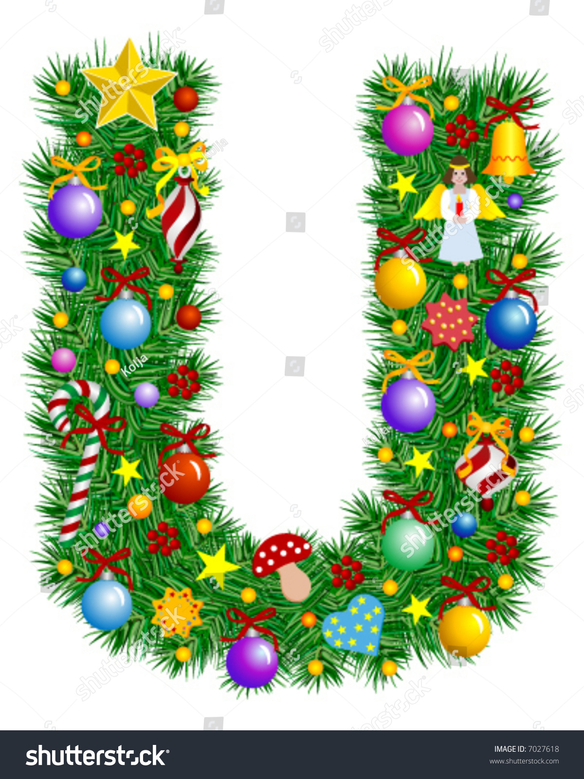 Letter U Christmas Tree Decoration Alphabet Stock Vector (Royalty regarding Christmas Alphabet Letter U