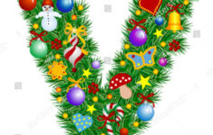 Letter V Christmas Tree Decoration Alphabet Stock Vector (Royalty throughout Christmas Alphabet Letter V