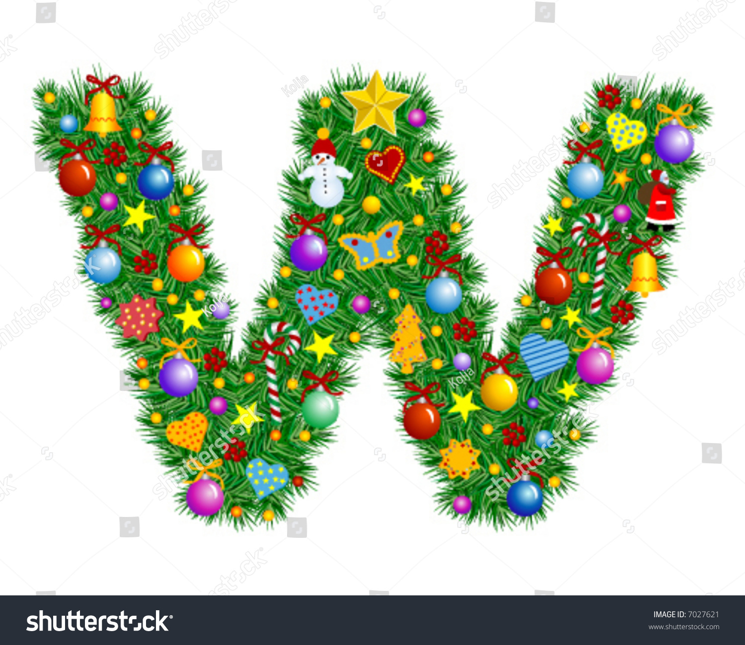 Letter W Christmas Decoration Part Full Stock Vector (Royalty Free with regard to Christmas Alphabet Letter W