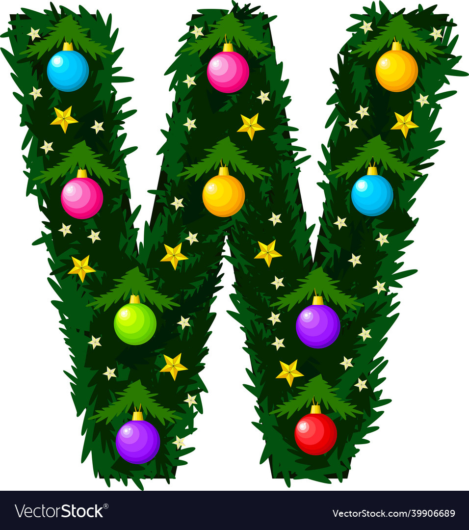 Letter W Font In The Form Of A Christmas Tree Vector Image within Christmas Alphabet Letter W