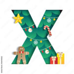 Letter X Alphabet Font Cute Merry Christmas Concept Star Inside Christmas Alphabet Letter X