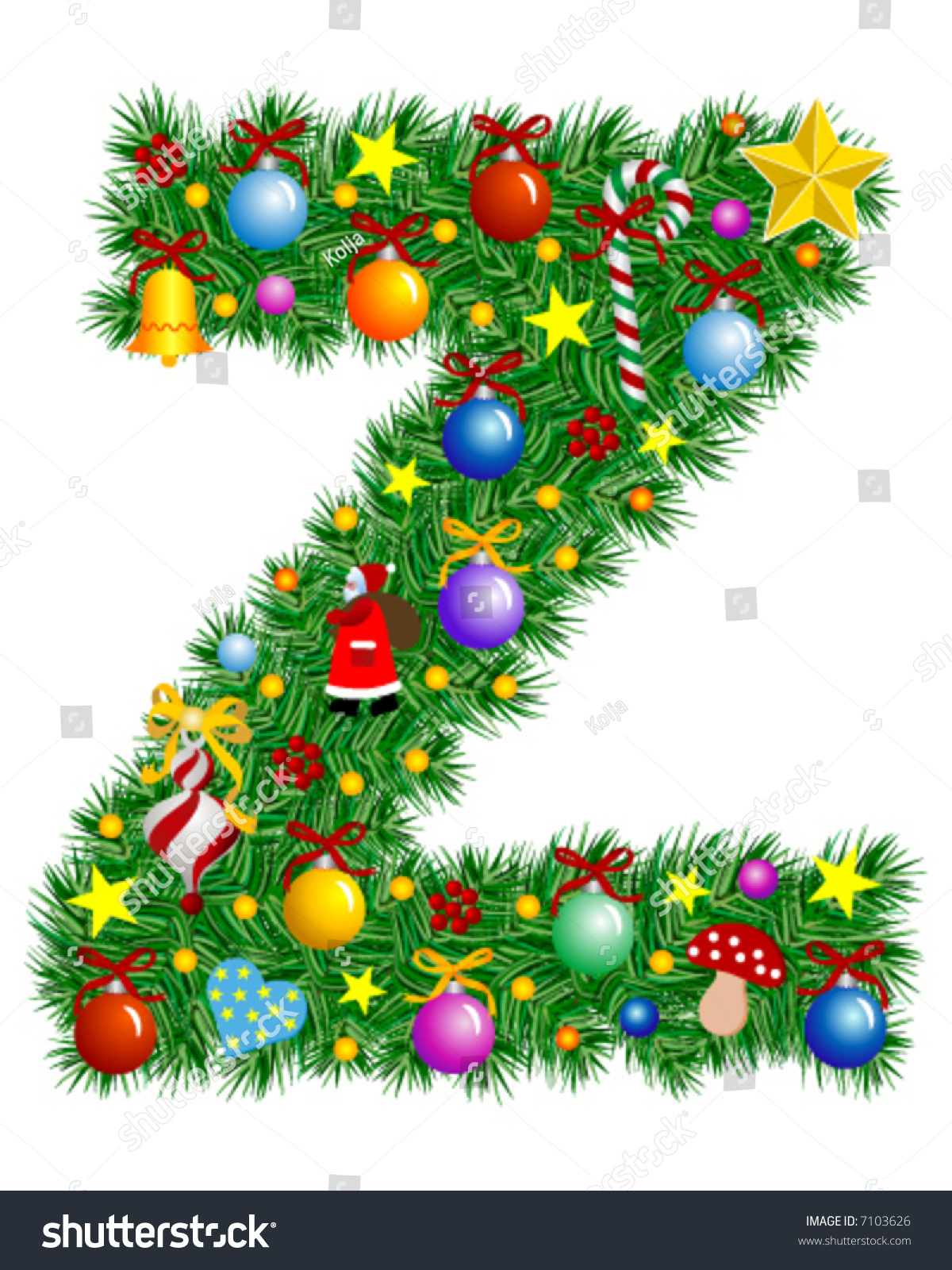 Letter Z Christmas Tree Decoration Alphabet Stock Vector (Royalty for Christmas Alphabet Letter Z