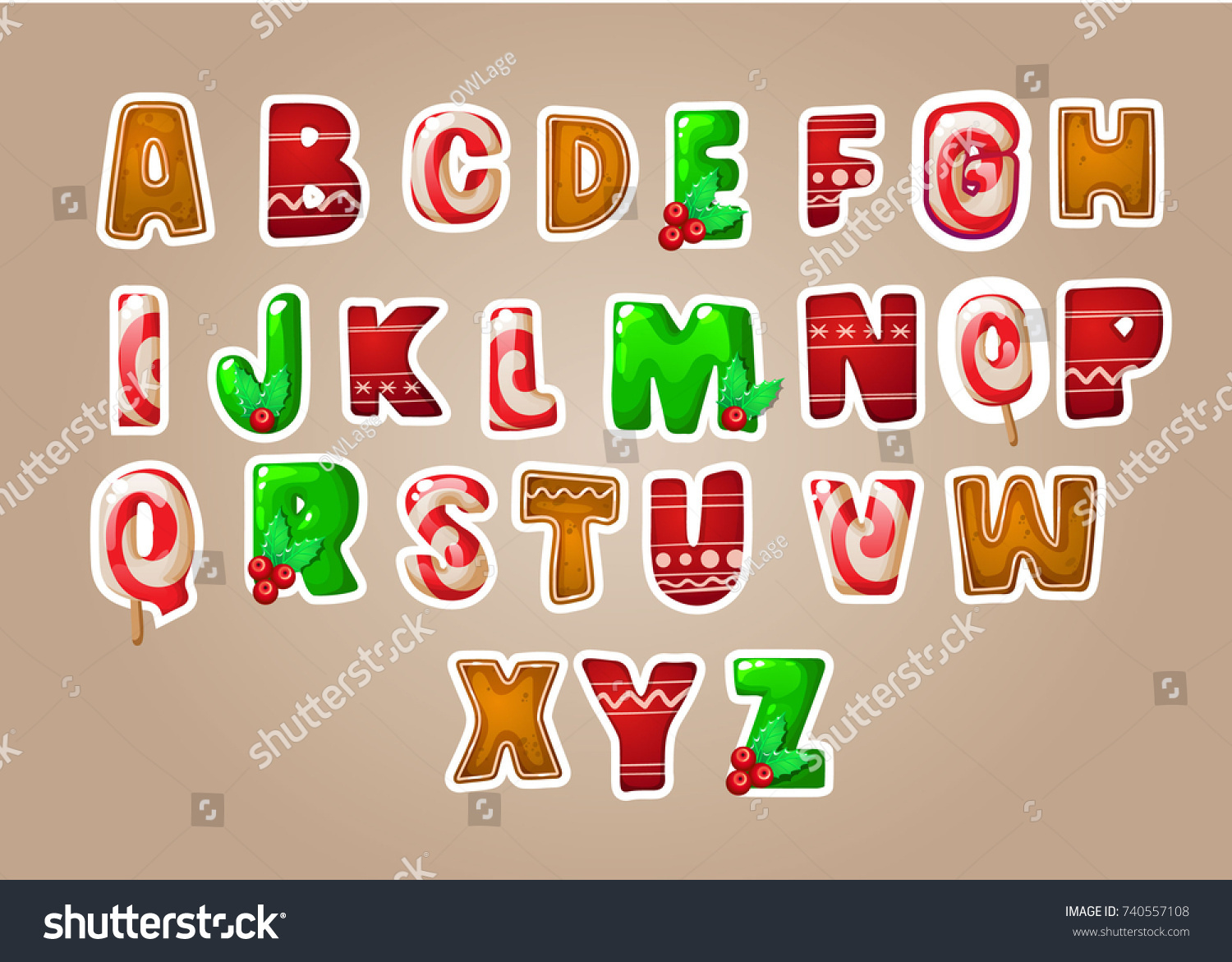 Merry Christmas Alphabet Letters Abc Edible: Stock-Vektorgrafik in Alphabet in Christmas Letters