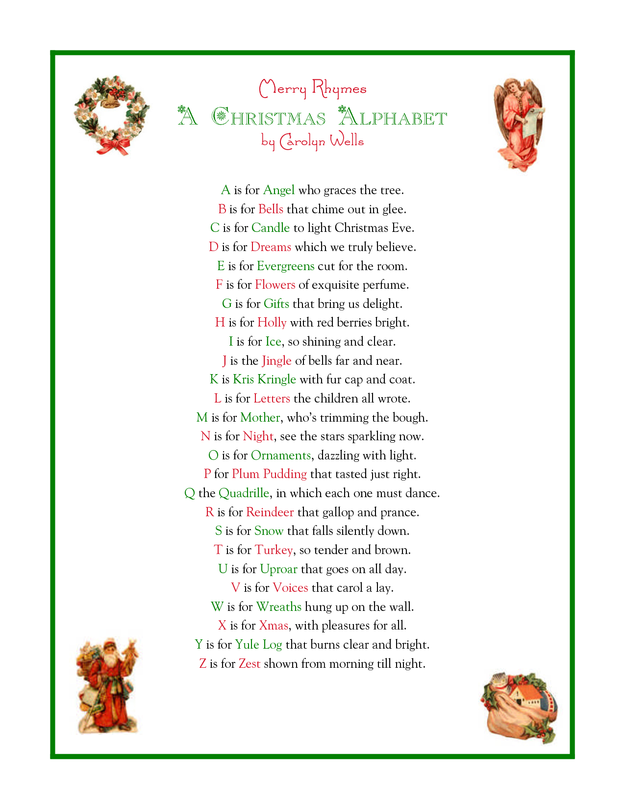 Pin Page pertaining to A Christmas Alphabet Poem