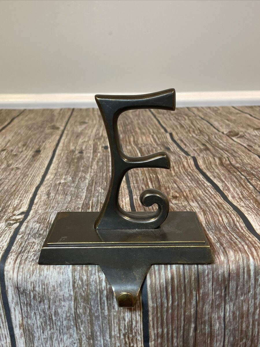 Pottery Barn Bronze Letter &amp;quot;E&amp;quot; Alphabet Christmas Stocking Holder Hanger in Alphabet Christmas Stocking Holders