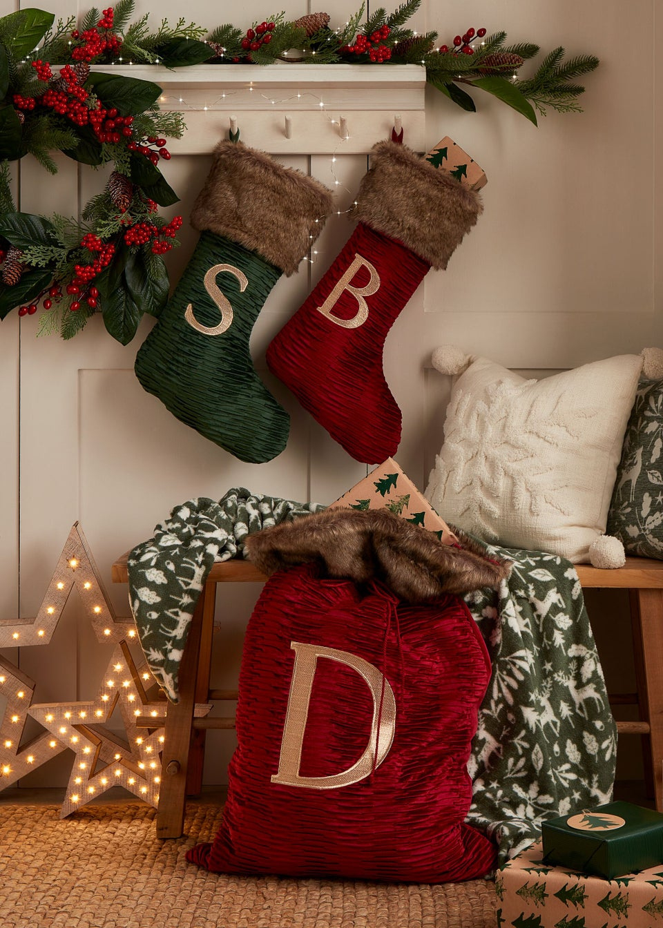 Red Christmas Alphabet Stocking (51Cm X 32Cm) - Matalan within Alphabet Stocking Christmas