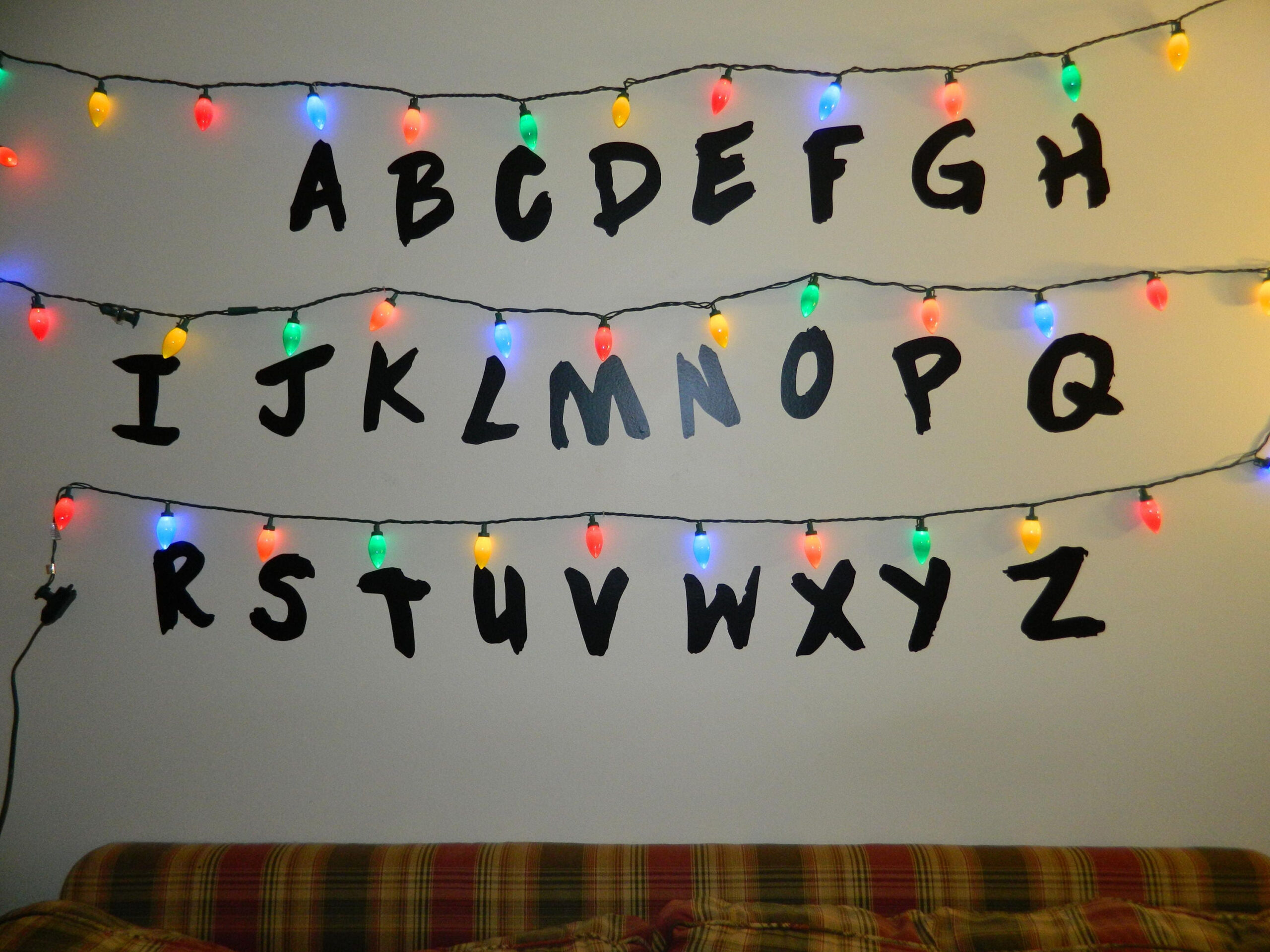 Stranger Alphabet Wall Led Christmas Lights Letters Vinyl throughout Christmas Light Alphabet Stranger Things