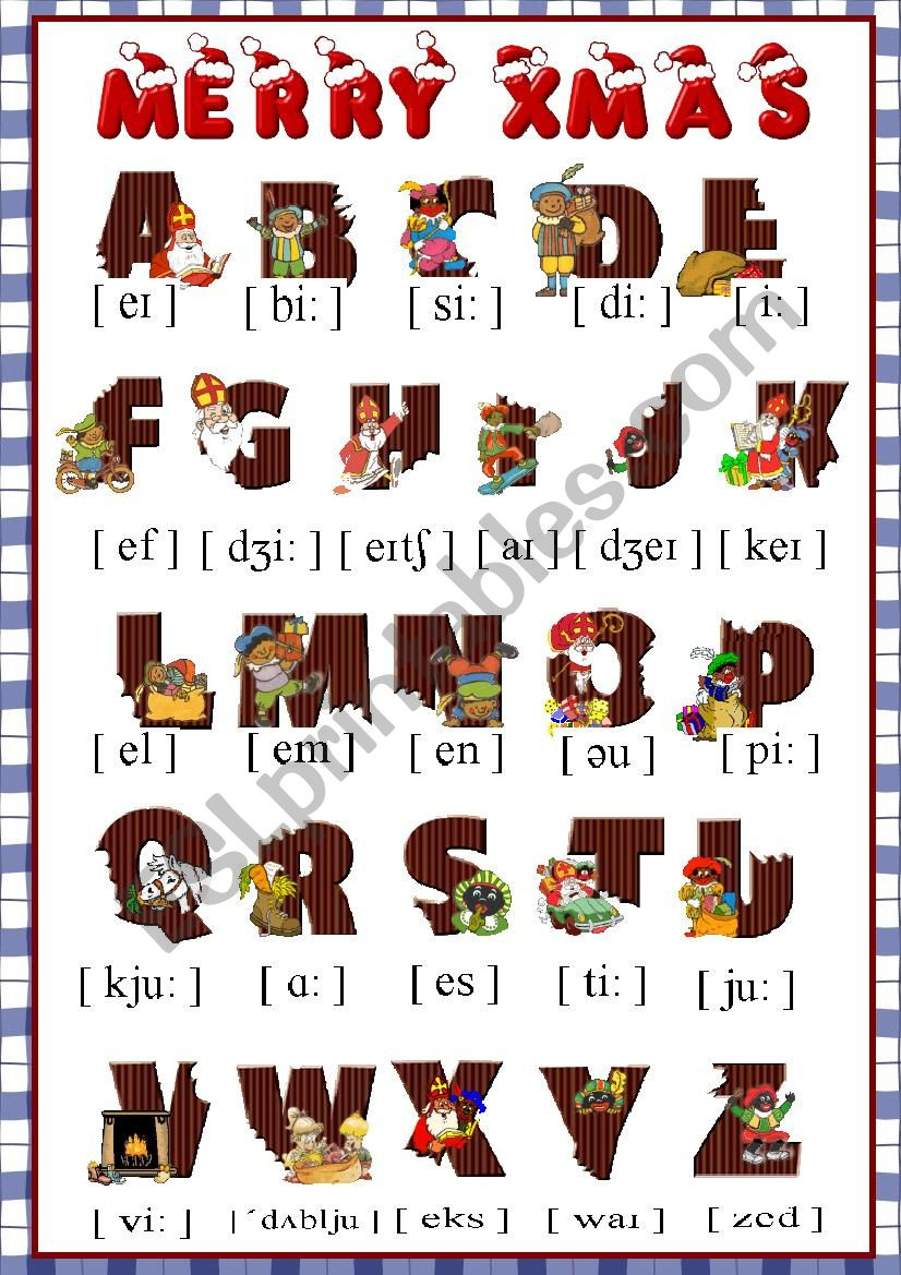 The English Christmas Alphabet - Esl Worksheetkrümel in Christmas Phonetic Alphabet