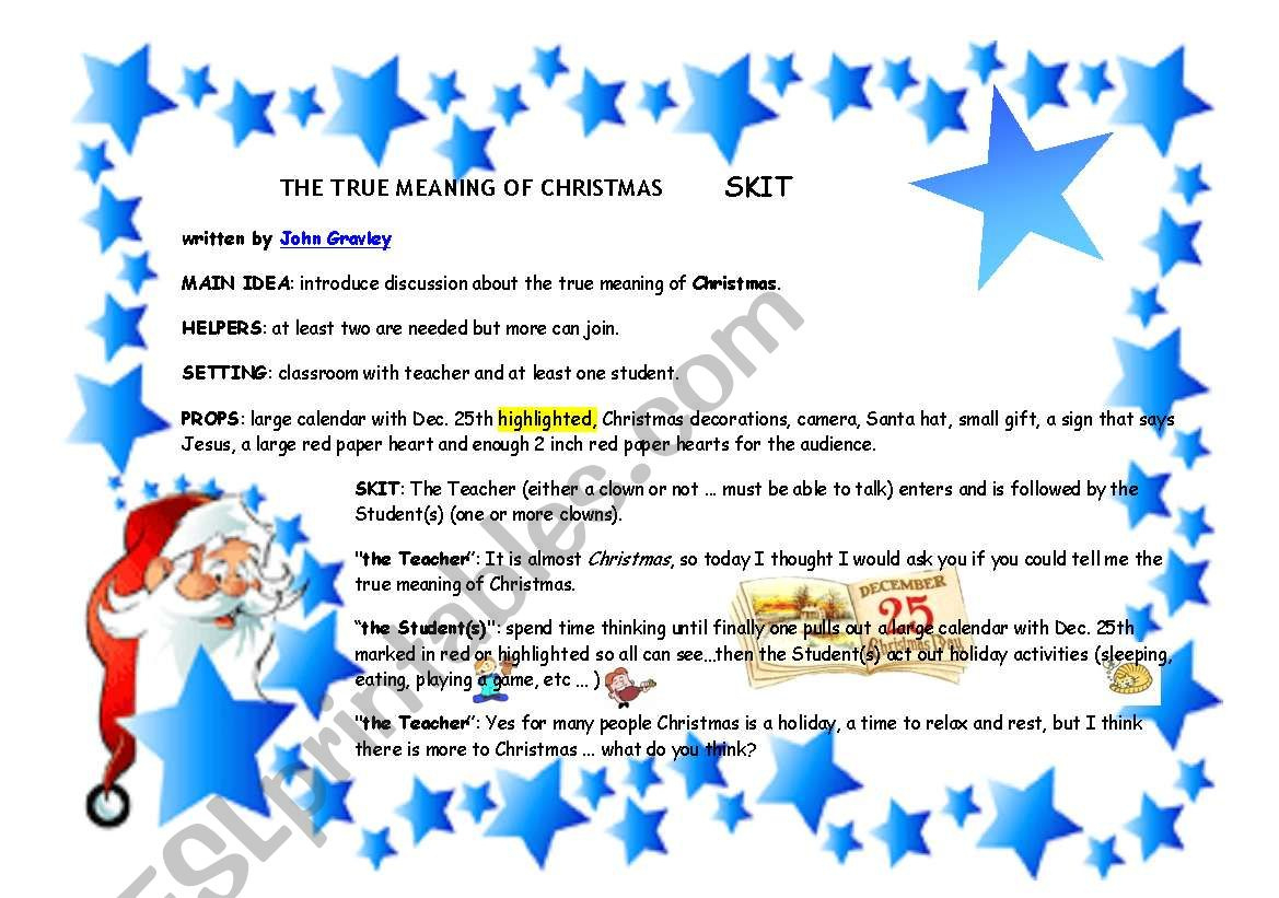 The True Meaning Of Christmas - Esl Worksheetgghionul for Alphabetical Meaning of Christmas