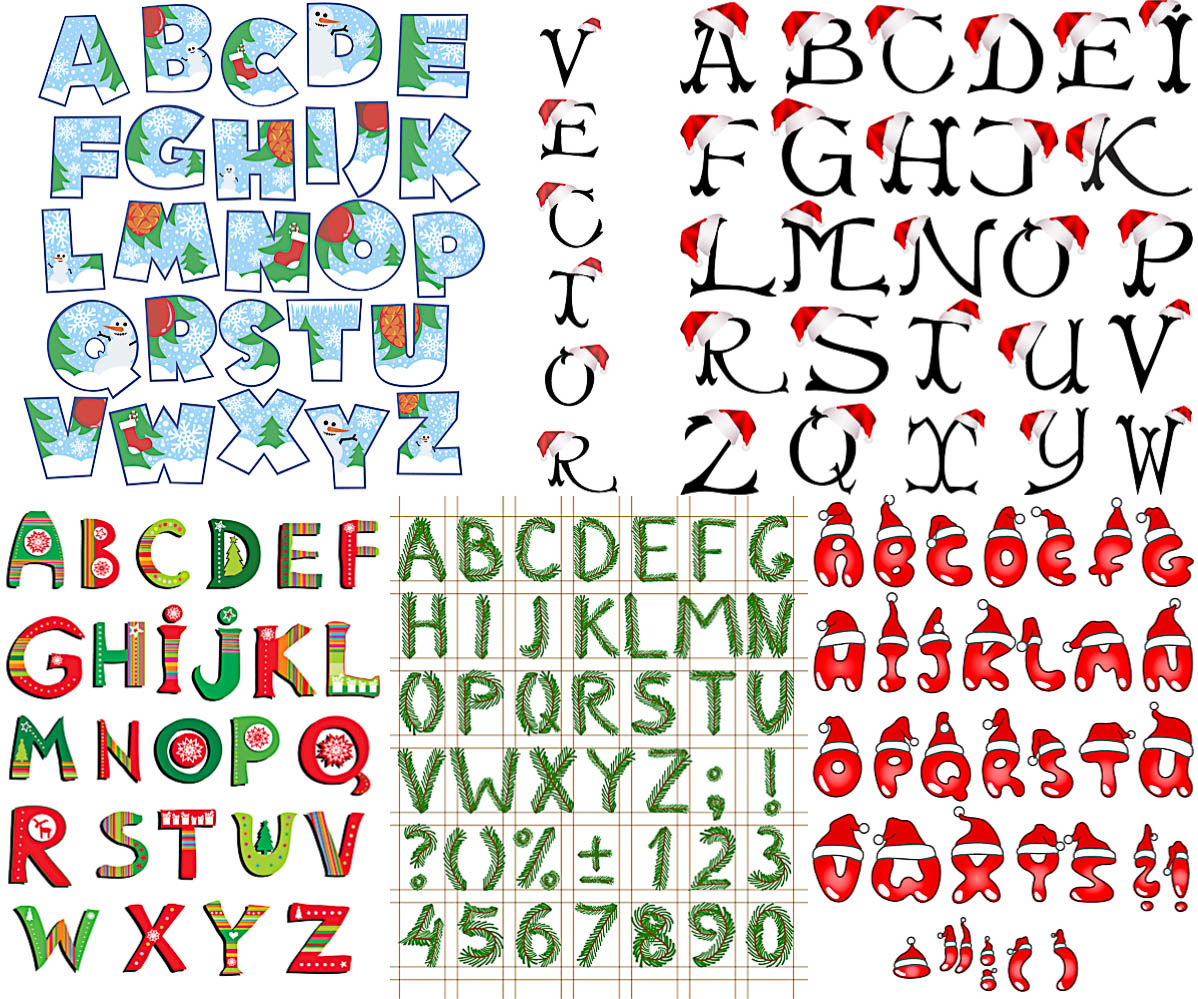 Xmas Alphabet Templates Vector – Free Download | Vectorpicfree intended for Free Christmas Alphabet