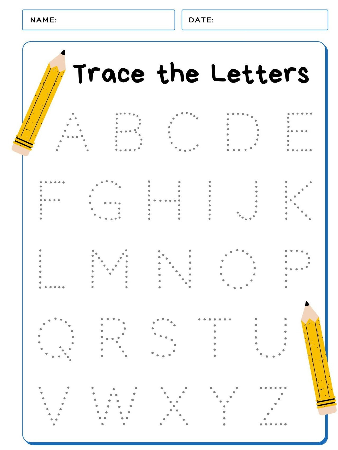 2-4 Year Old Alphabet Tracing And Spotting - Etsy intended for Letter Tracing Worksheets For 4 Year Olds