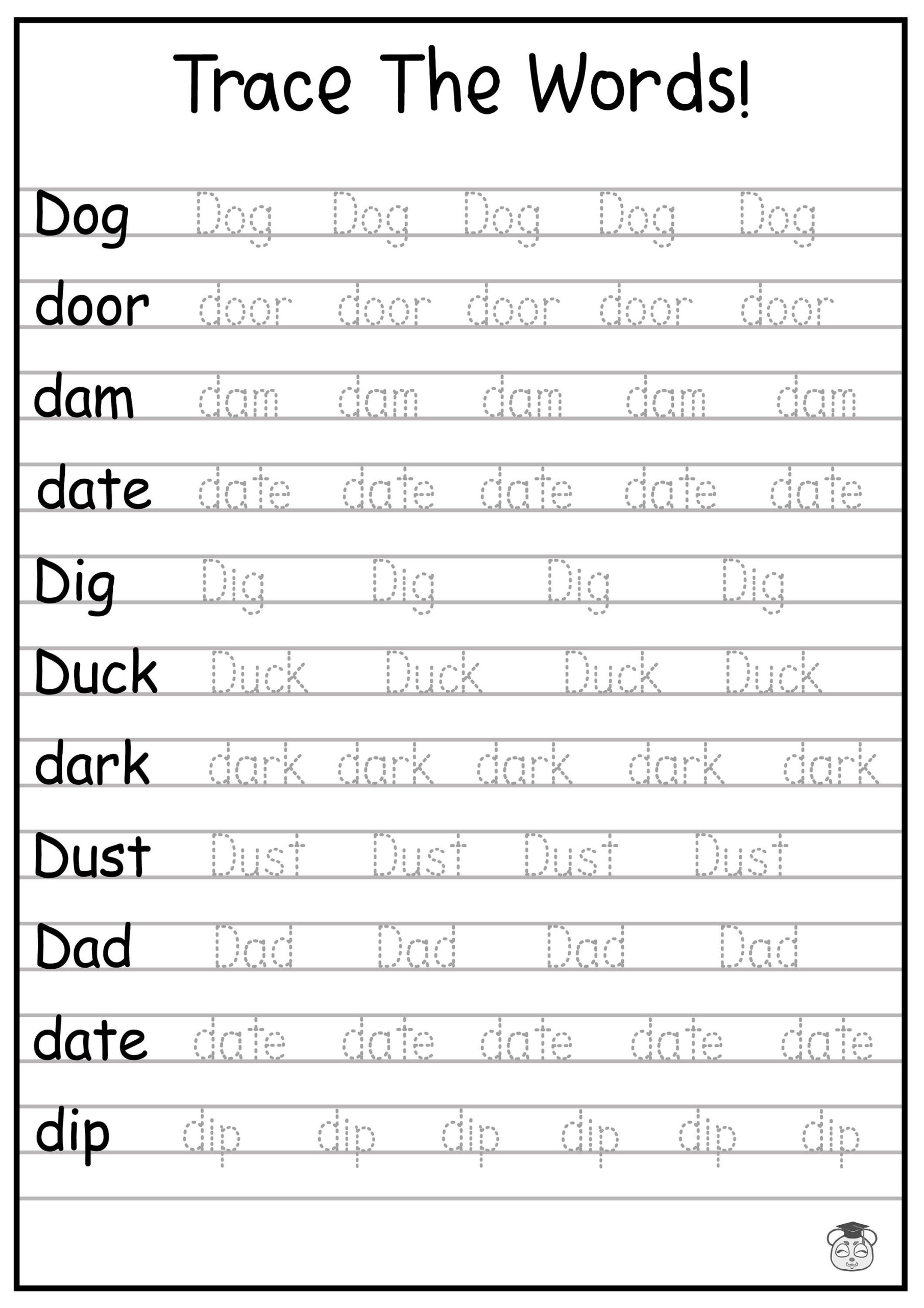 24 Printable Trace The Words Worksheet! Alphabetical, A-Z, Capital pertaining to Word And Letter Tracing Worksheets