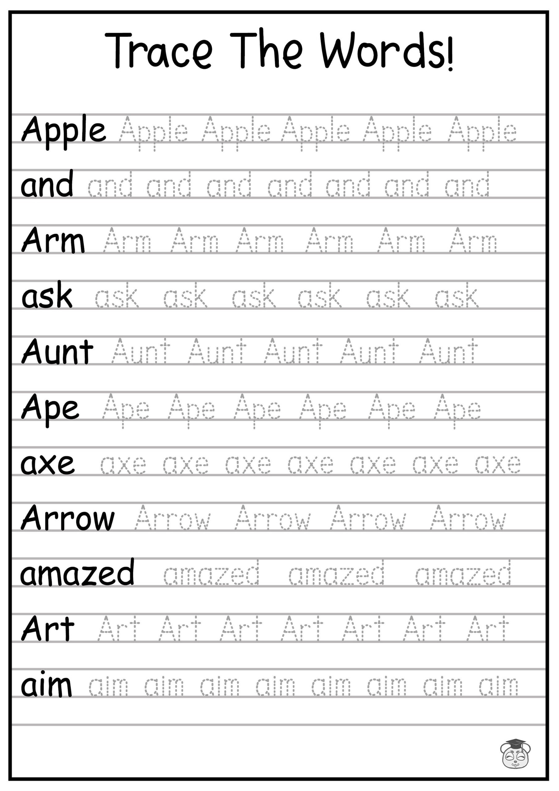 24 Printable Trace The Words Worksheet! Alphabetical, A-Z, Capital pertaining to Word And Letter Tracing Worksheets