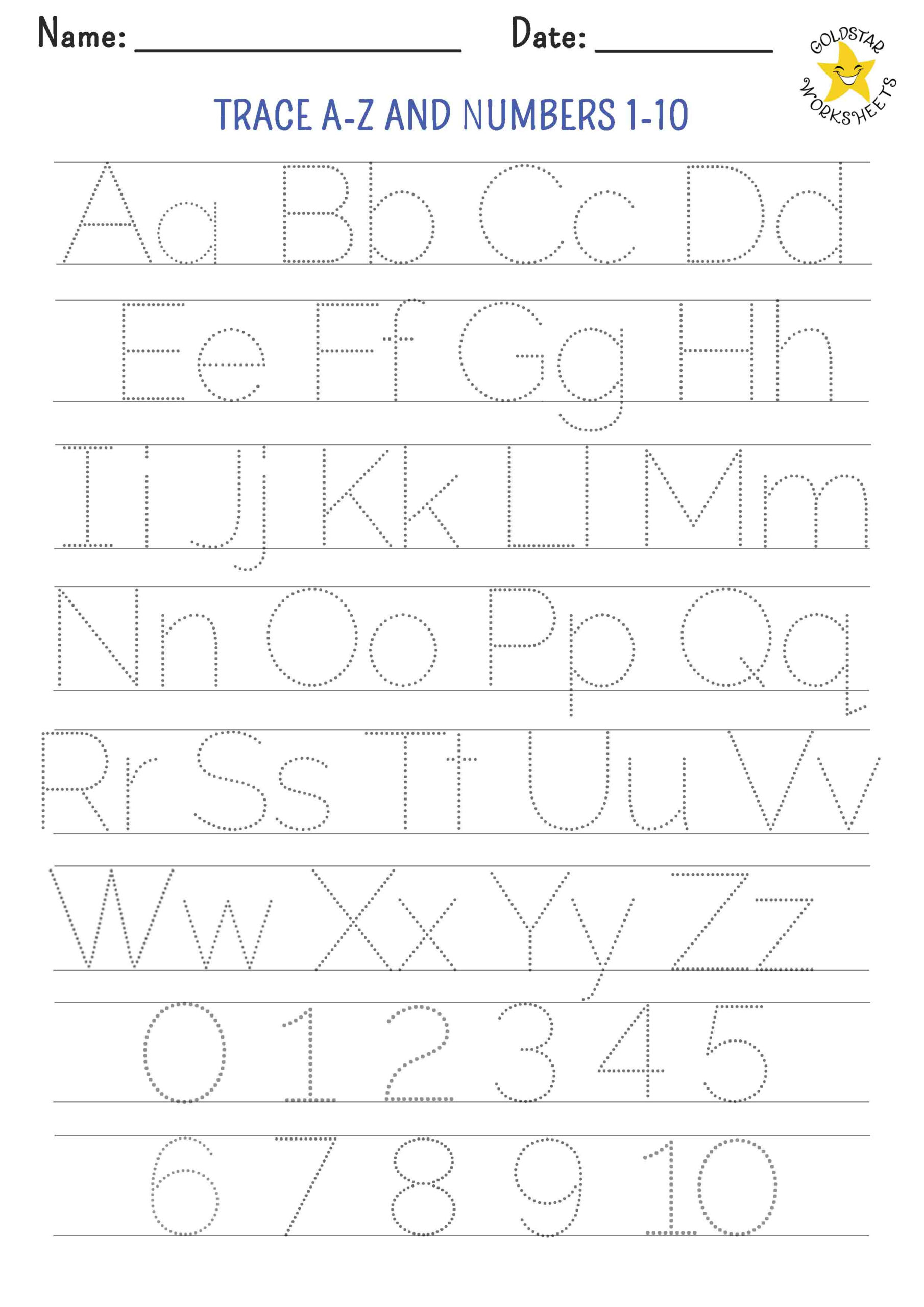 300+ Free Letter Tracing Worksheetsgold Star - Fun Vibrant Designs within A Z Letter Tracing Worksheets