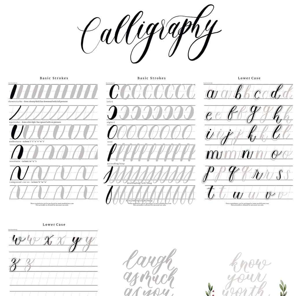 31+ Free Printable Lettering And Calligraphy Worksheets within Free Letter Tracing Worksheets Calligraphy
