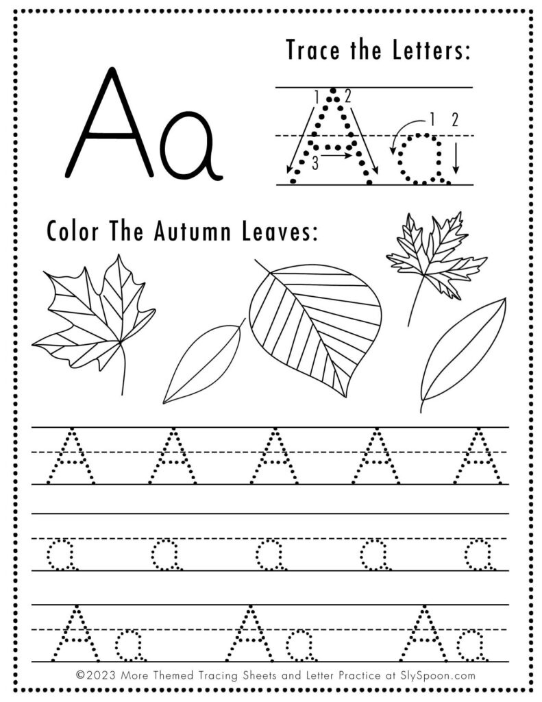 Abc Tracing Worksheets - Sly Spoon in Fall Letter Tracing Worksheets