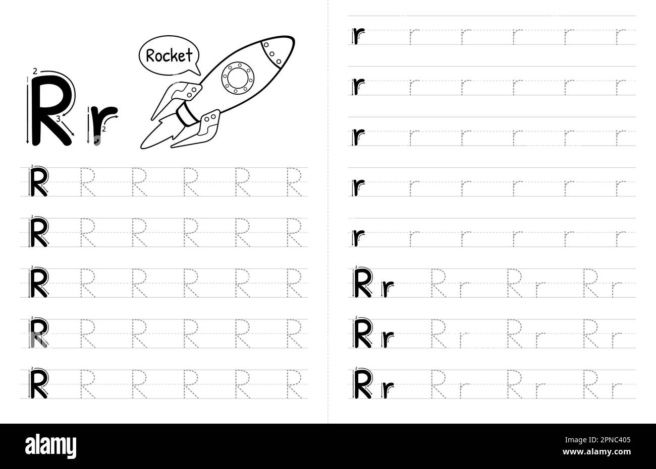 Alphabet R Tracing Stock Vector Images - Alamy for Tracing Letter R Worksheets For Kindergarten