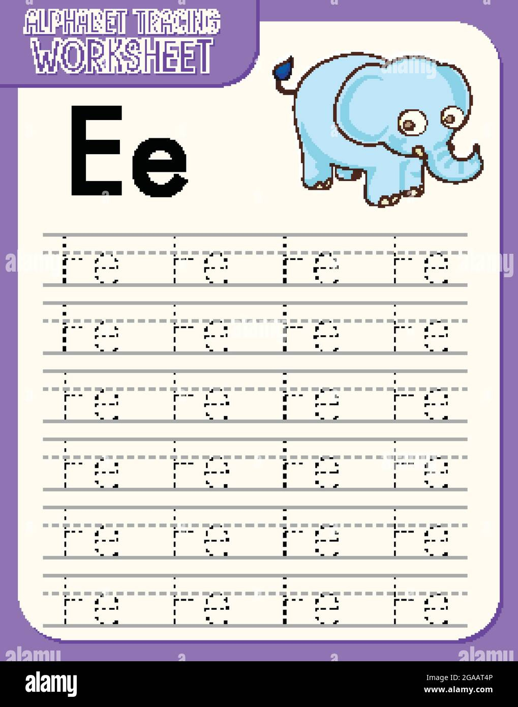 Alphabet Tracing Worksheet With Letter E And E Illustration Stock within Tracing Letter Ee Worksheets