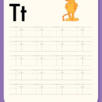 Alphabet Tracing Worksheet With Letter T Vector Image Inside Letter T Tracing Worksheets For Kindergarten