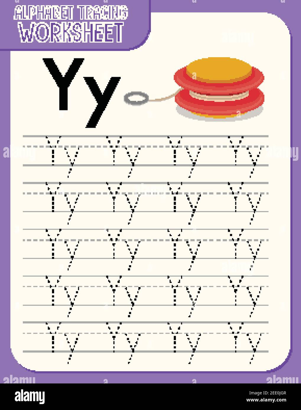 Alphabet Tracing Worksheet With Letter Y And Y Illustration Stock within Letter Y Tracing Worksheets For Kindergarten