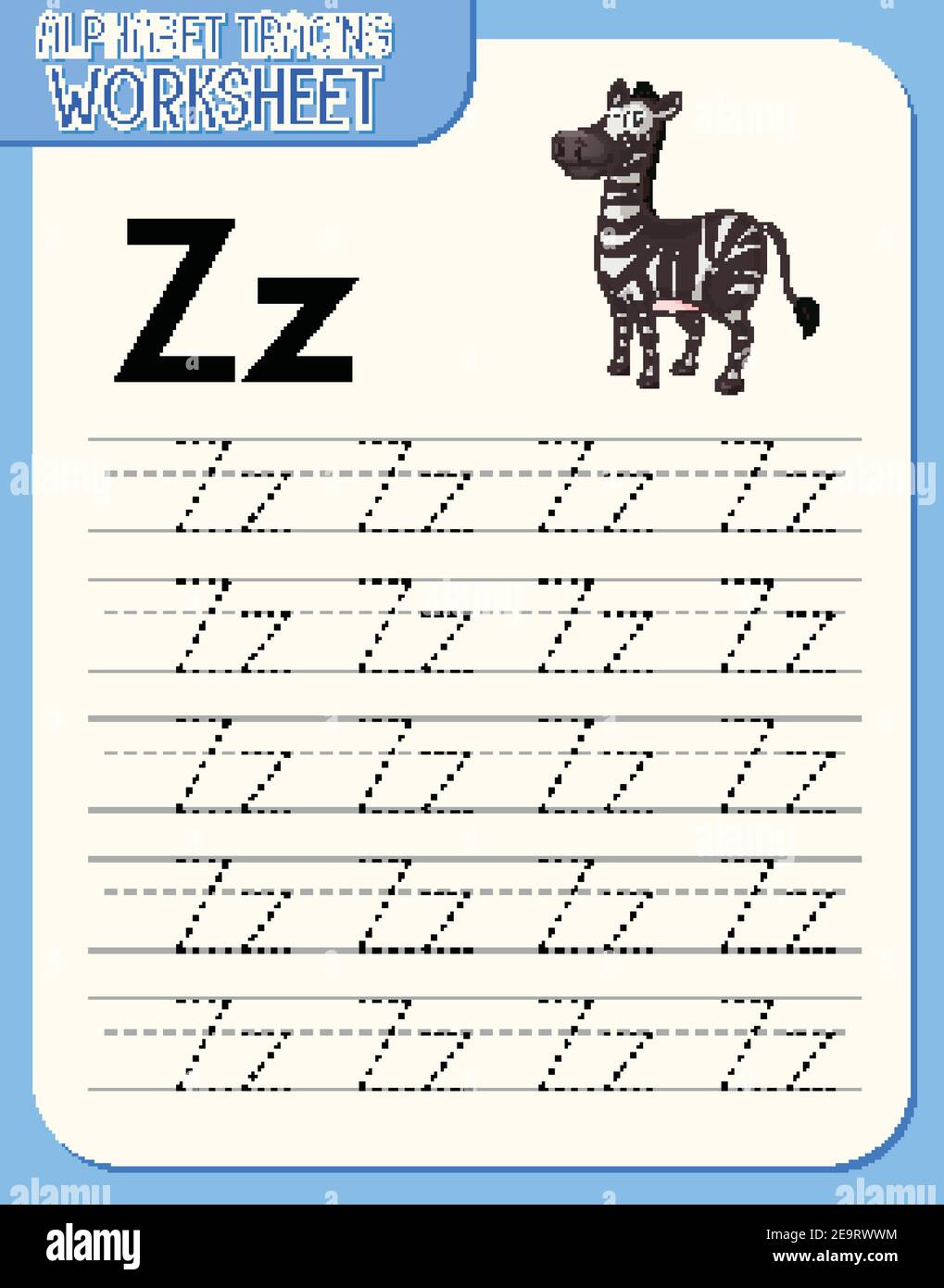 Alphabet Tracing Worksheet With Letter Z And Z Illustration Stock with Tracing Letter Z Worksheets For Kindergarten
