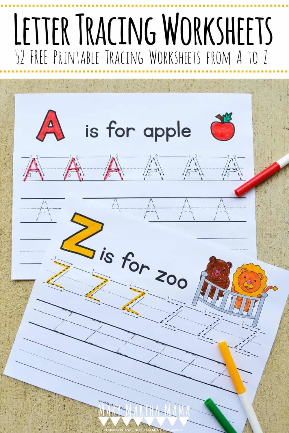 Alphabet Tracing Worksheets – Mary Martha Mama regarding Diy Letter Tracing Worksheets
