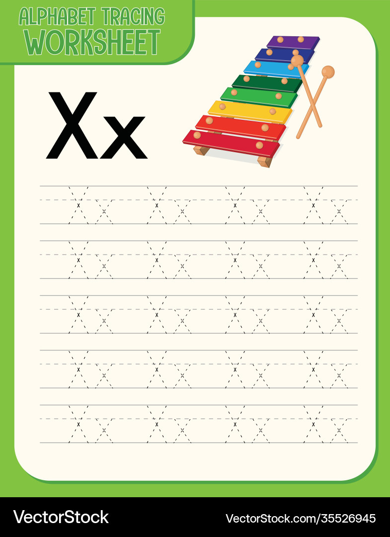 Alphabet Verfolgung Arbeitsblatt Mit Buchstabe X Vektorbild intended for Letter X Tracing Worksheet