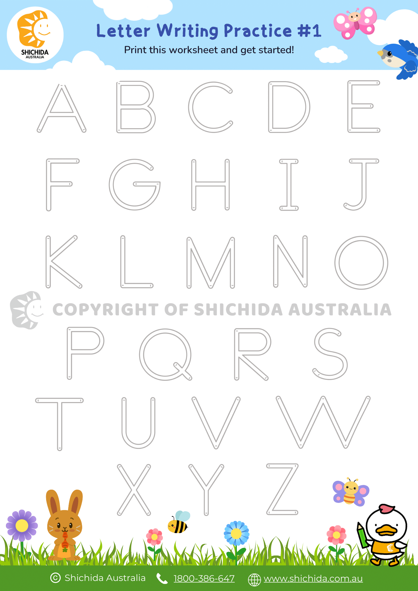 Alphabet Writing Worksheet 1: Free Letter Tracing For Kids pertaining to Letter Tracing Worksheets Australia