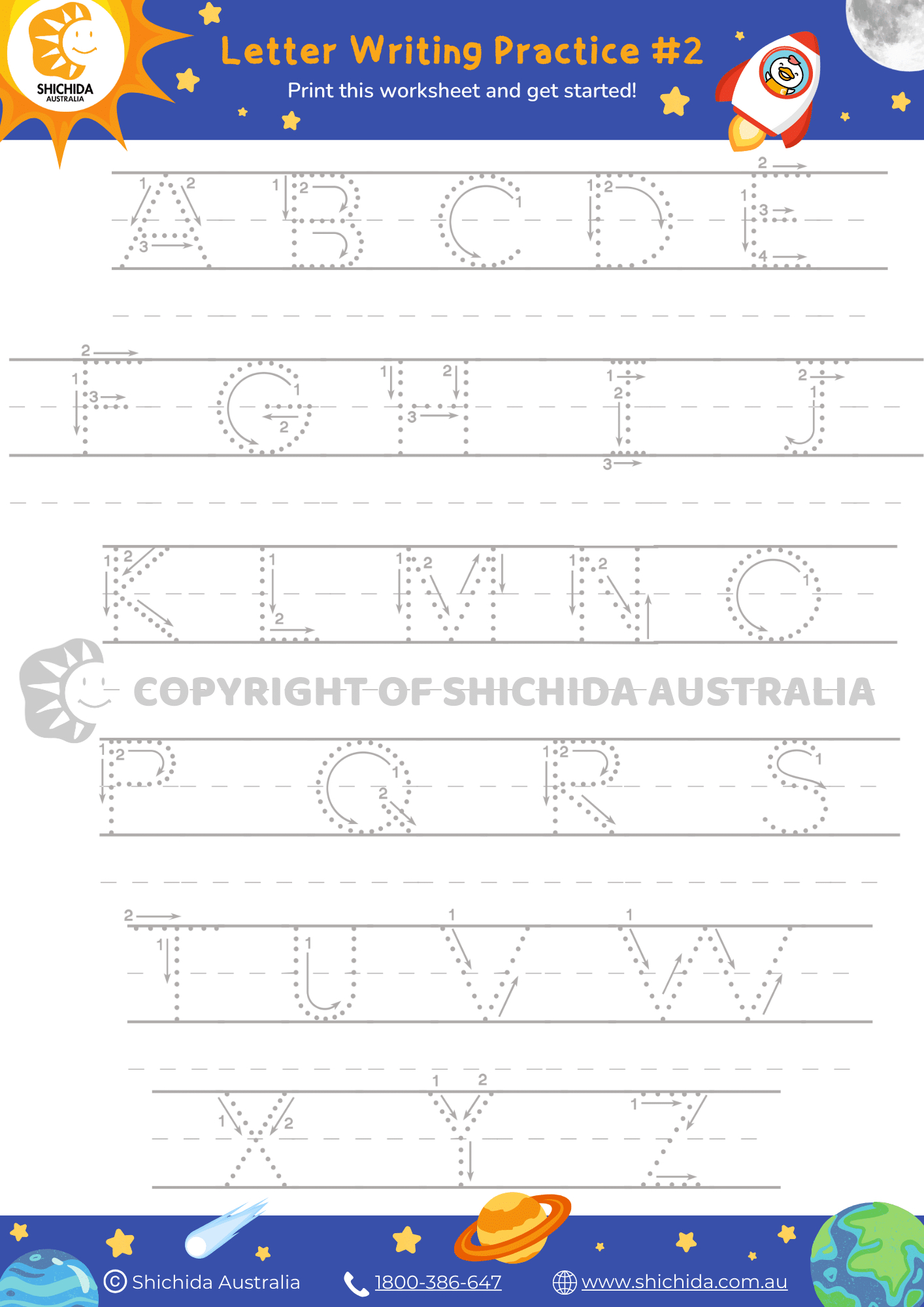 Alphabet Writing Worksheet 2: Free Letter Tracing For Kids inside Letter Tracing Worksheets Australia