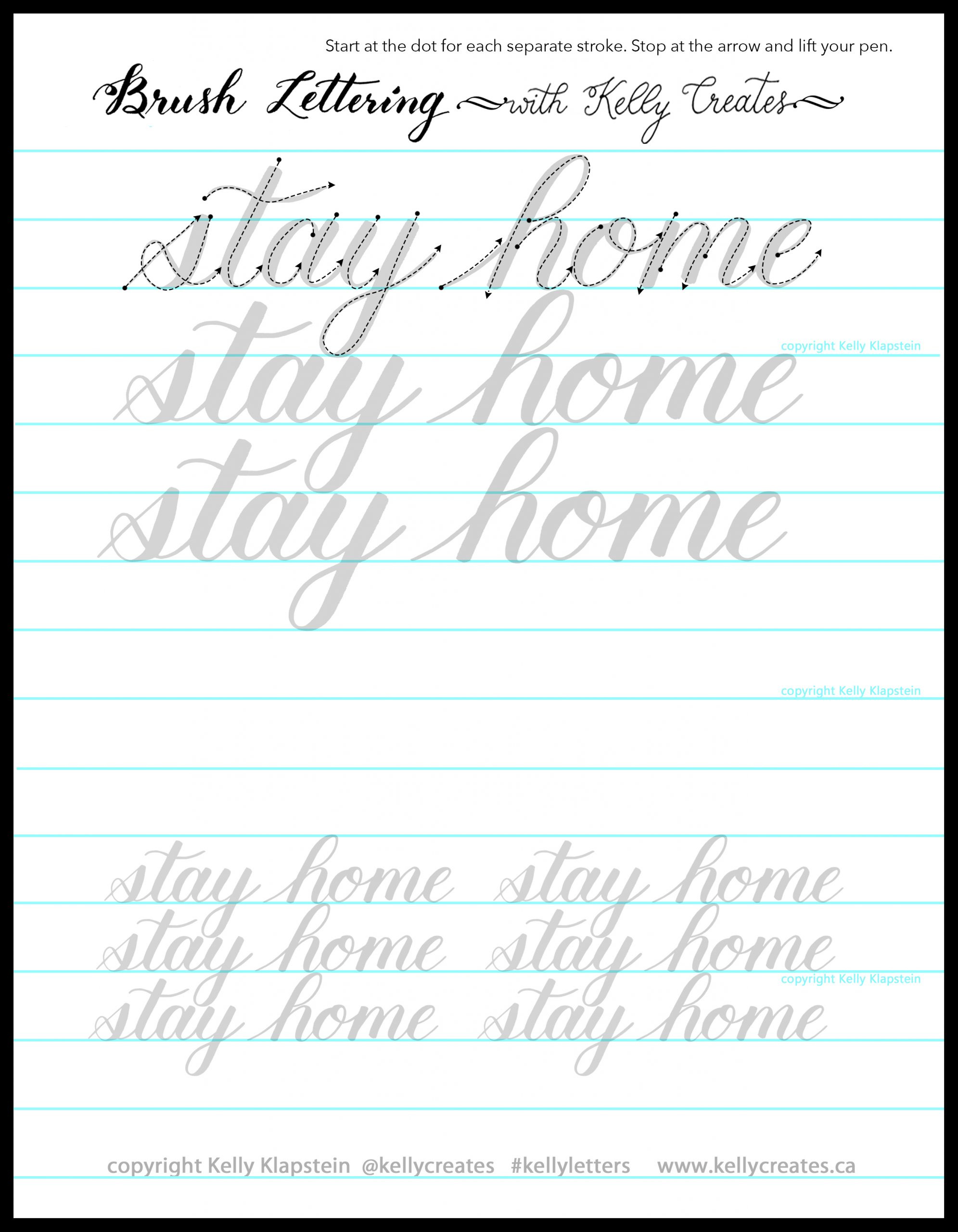 April Newsletter &amp;amp; “Stay Home” Tracing Worksheet – Kelly Creates for Free Letter Tracing Worksheets Calligraphy
