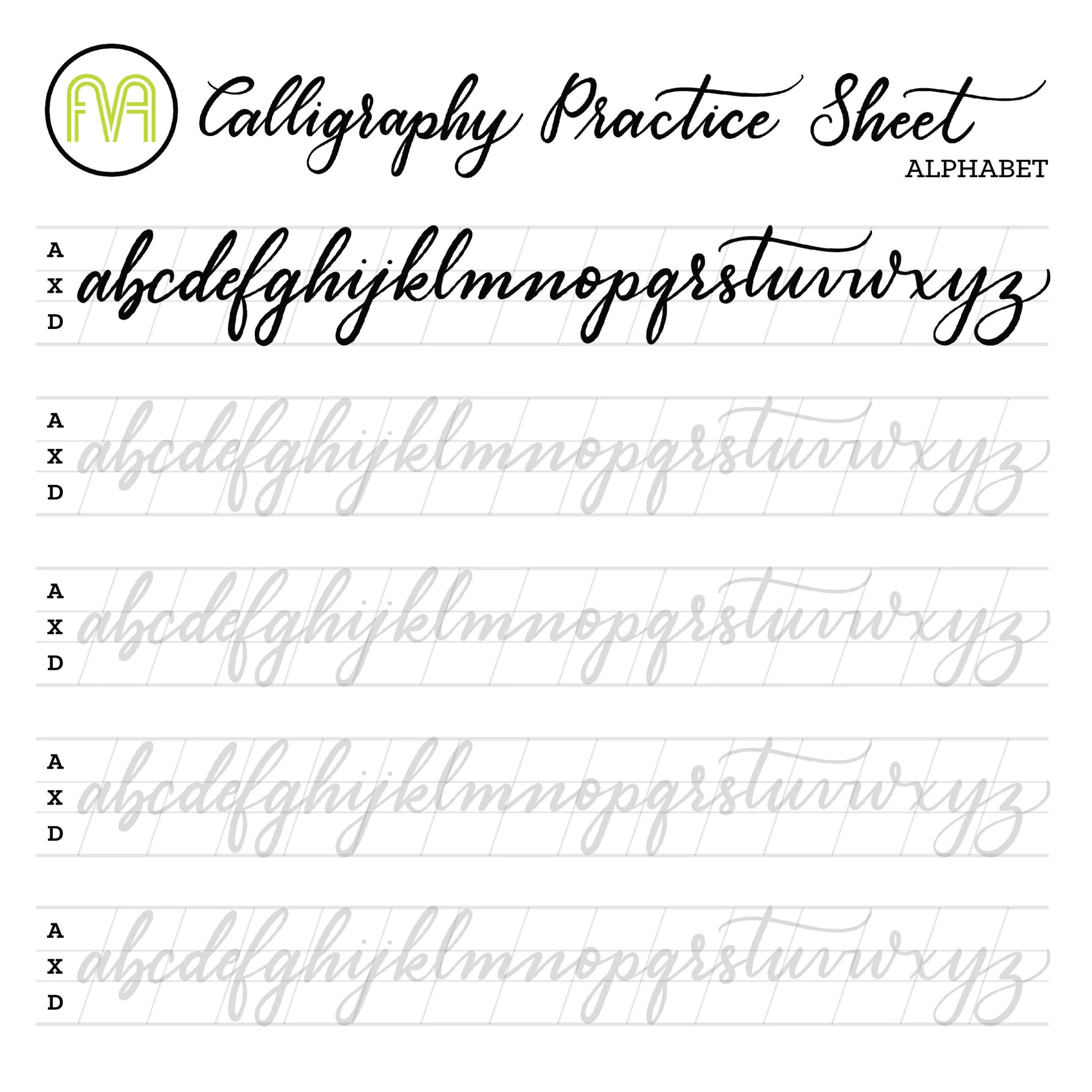 Beginner Printable Calligraphy Practice Sheets - Printable Party in Free Letter Tracing Worksheets Calligraphy