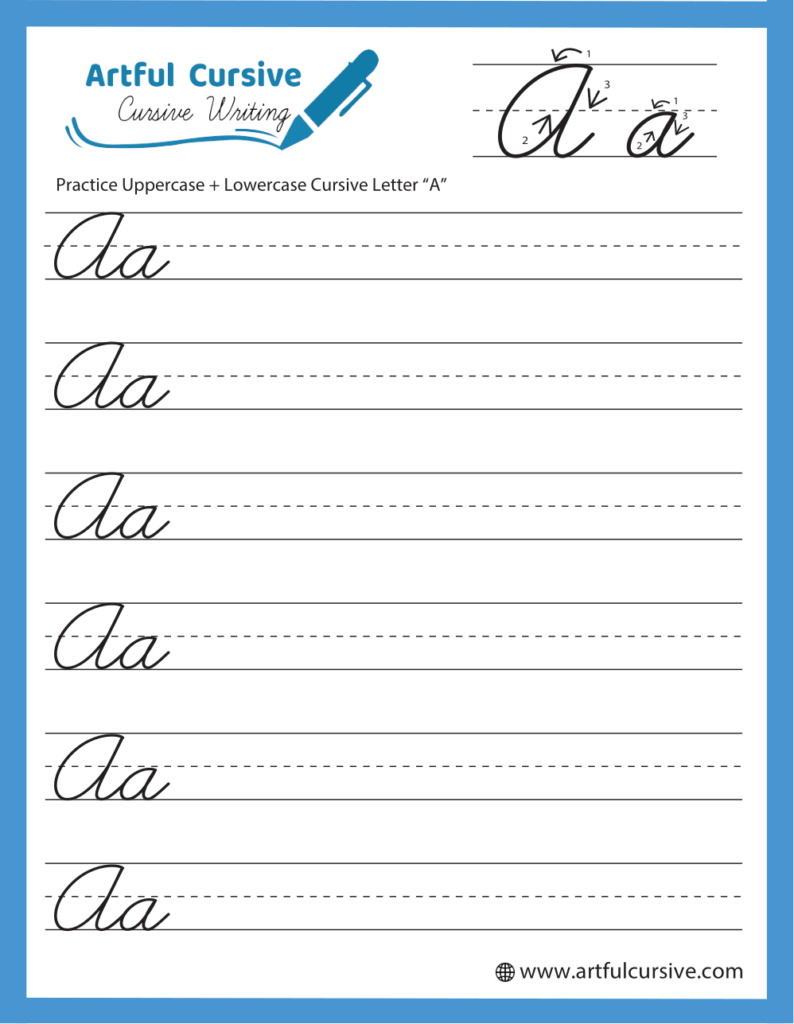 Cursive Alphabet: Letter &amp;quot;A&amp;quot; Worksheet  pertaining to Cursive Uppercase And Lowercase Letter Tracing Worksheets