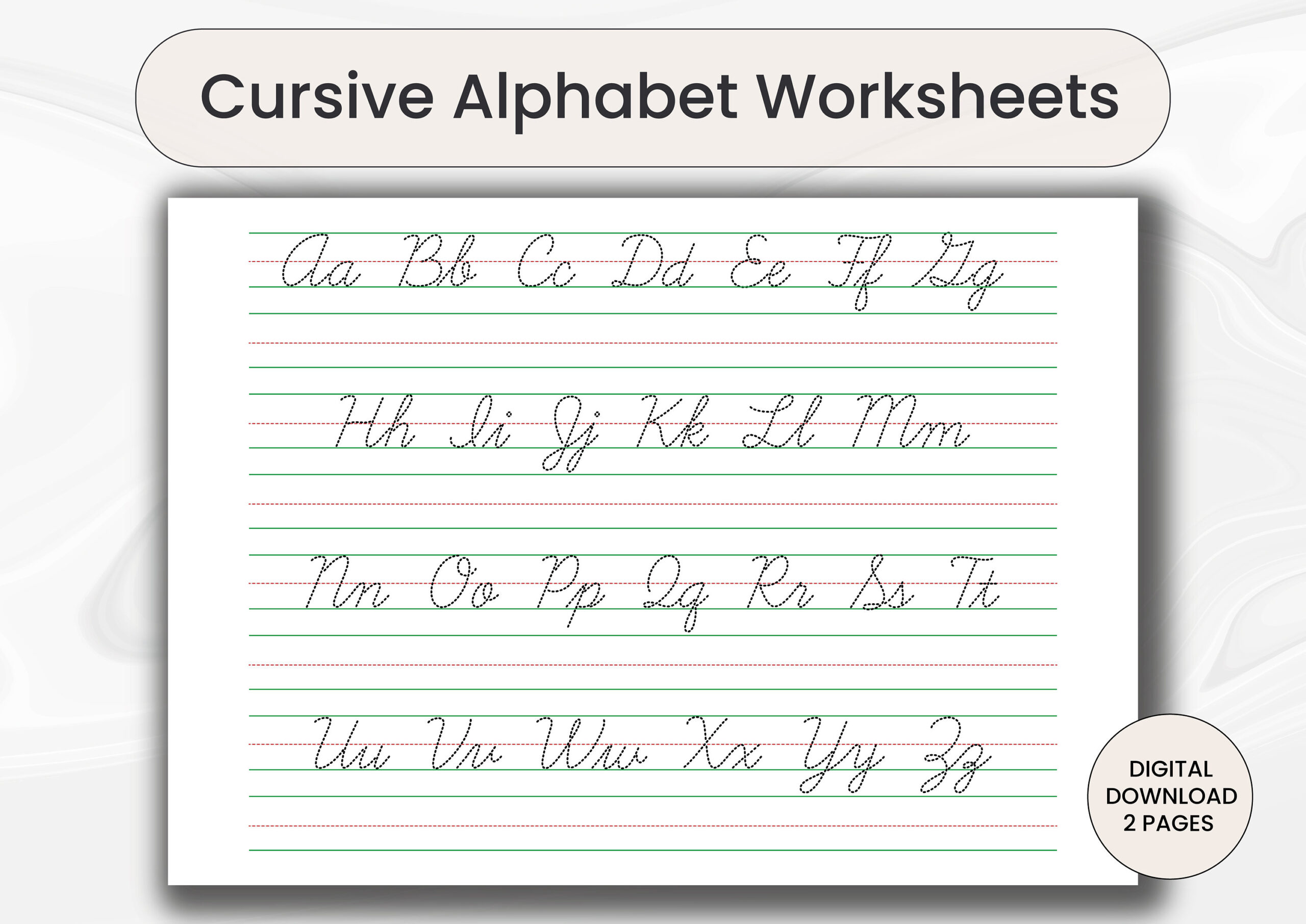 Cursive Alphabet Letter Tracing Worksheets, Printable Cursive with regard to Letter Tracing Worksheets Cursive Writing Practice Sheets AZ