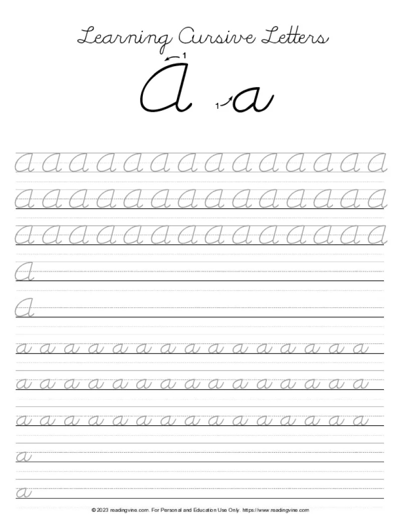 Cursive Writing Practice Sheets (Pdf) - Readingvine regarding Letter Tracing Worksheets Cursive Writing Practice Sheets AZ