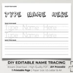 Custom Name Tracing Sheet, Handwriting Practice, Name Writing Throughout Editable Letter Tracing Worksheets