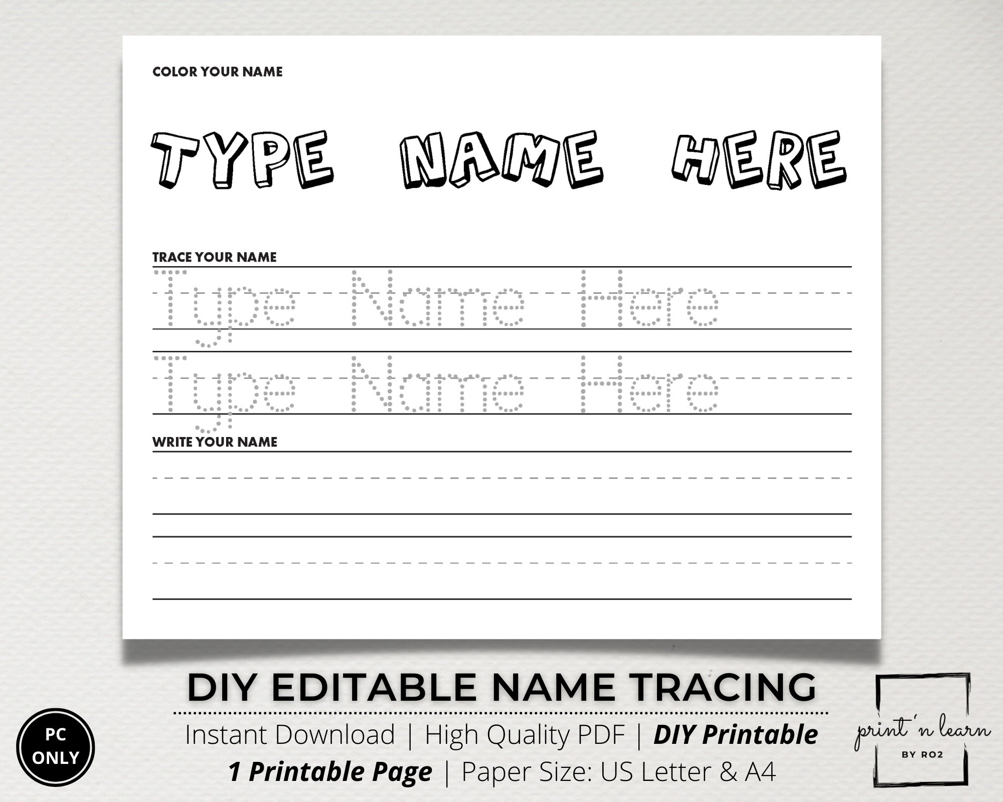 Custom Name Tracing Sheet, Handwriting Practice, Name Writing throughout Editable Letter Tracing Worksheets