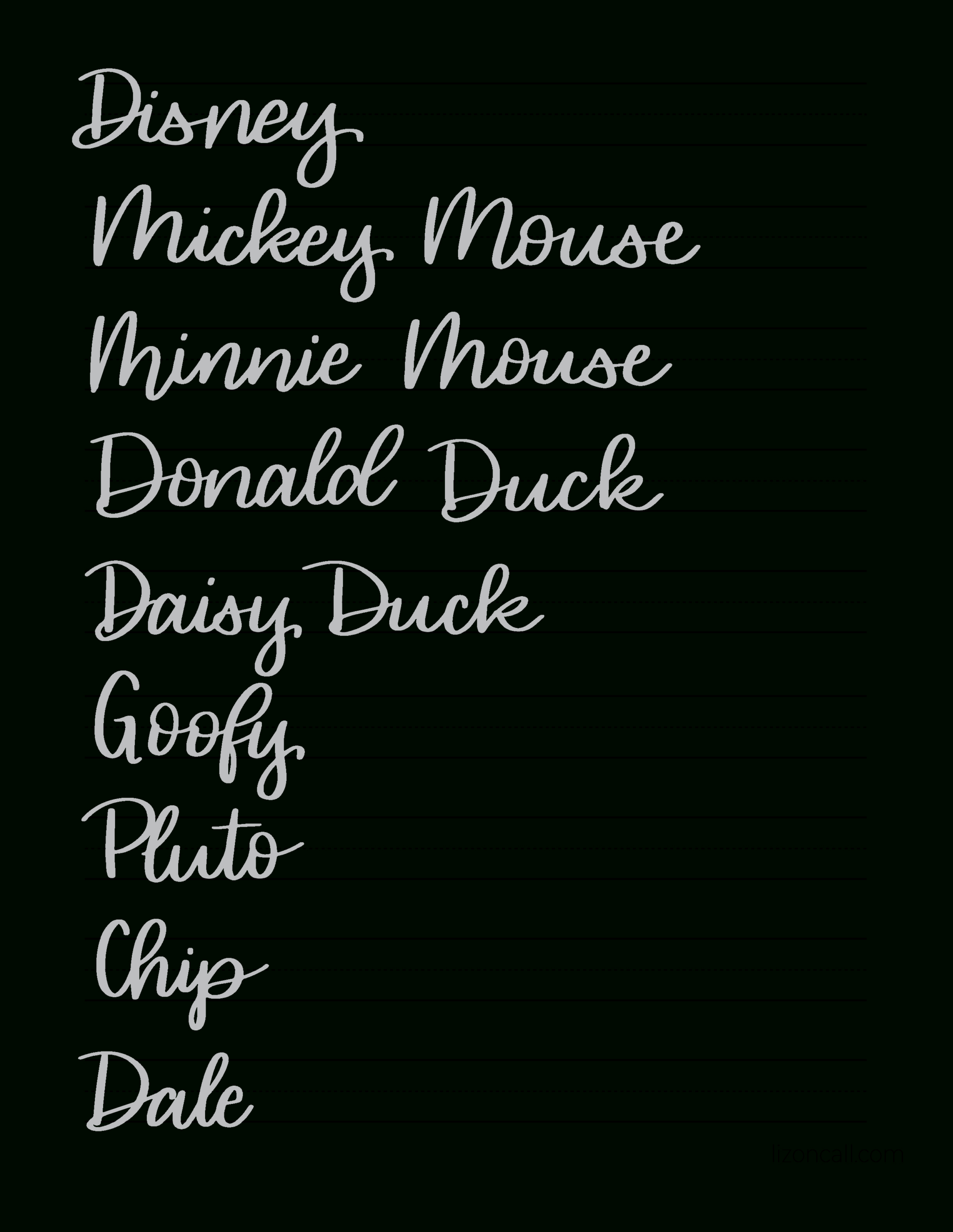 Disney Lettering Practice Sheets with regard to Disney Tracing Worksheets