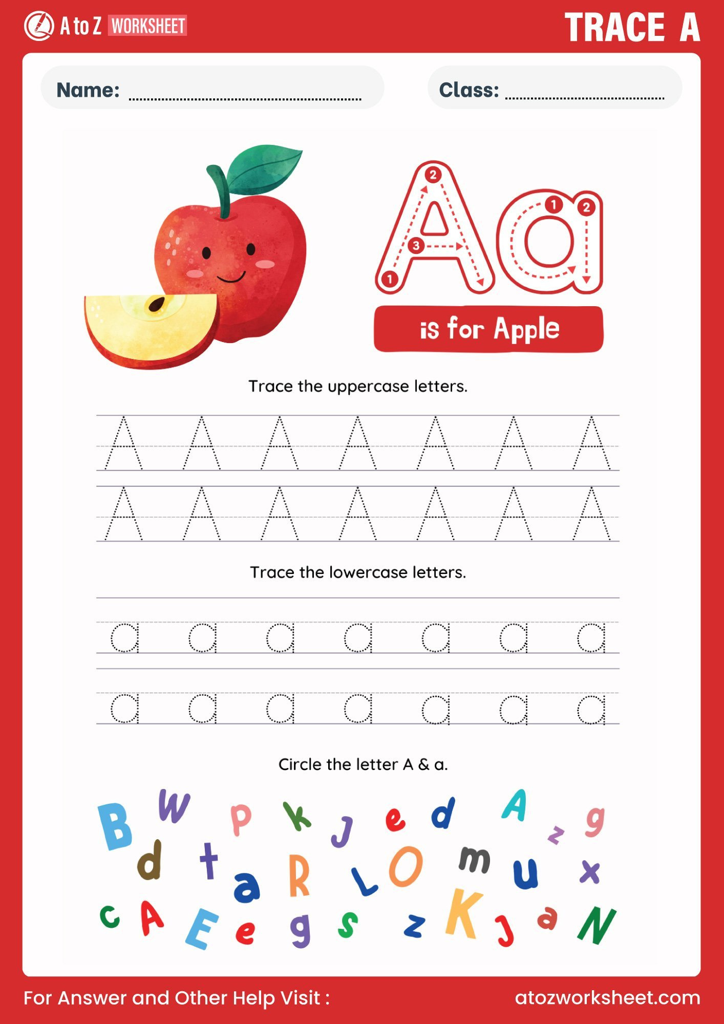 English Alphabet Tracing Worksheet Pdf - A To Z Worksheet Store with regard to Letter A Worksheet Tracing