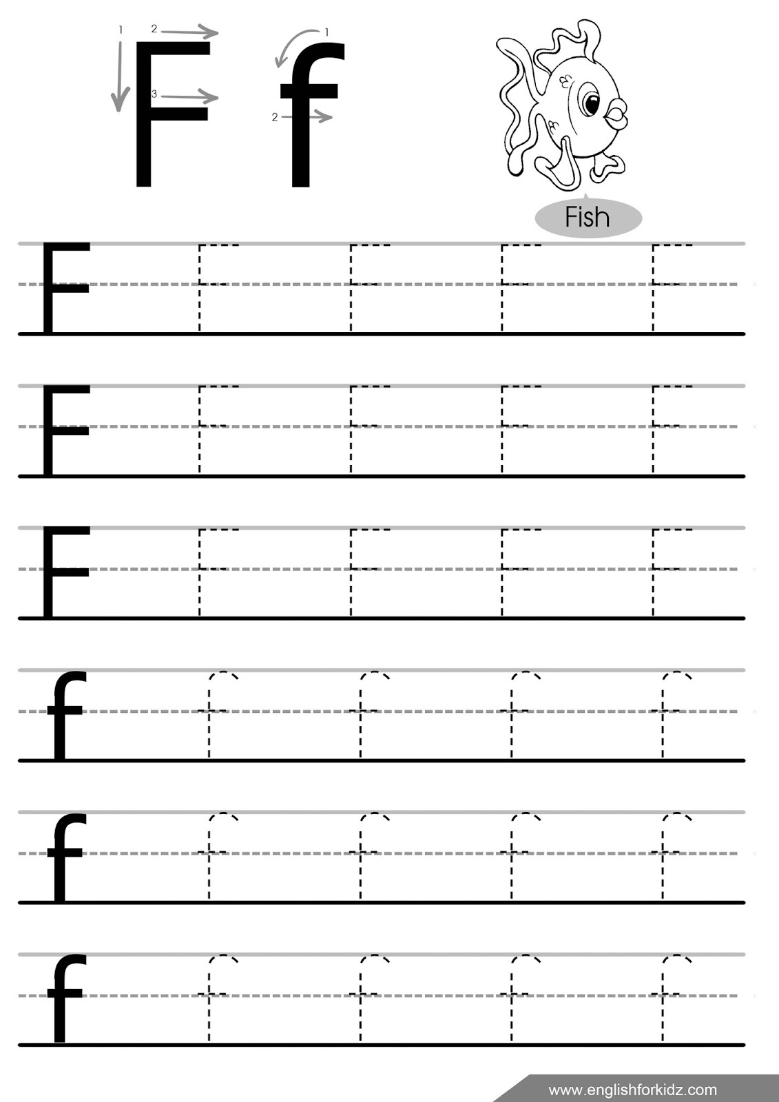 English For Kids Stepstep: Letter F Worksheets, Flash Cards pertaining to Worksheet Tracing Letter F